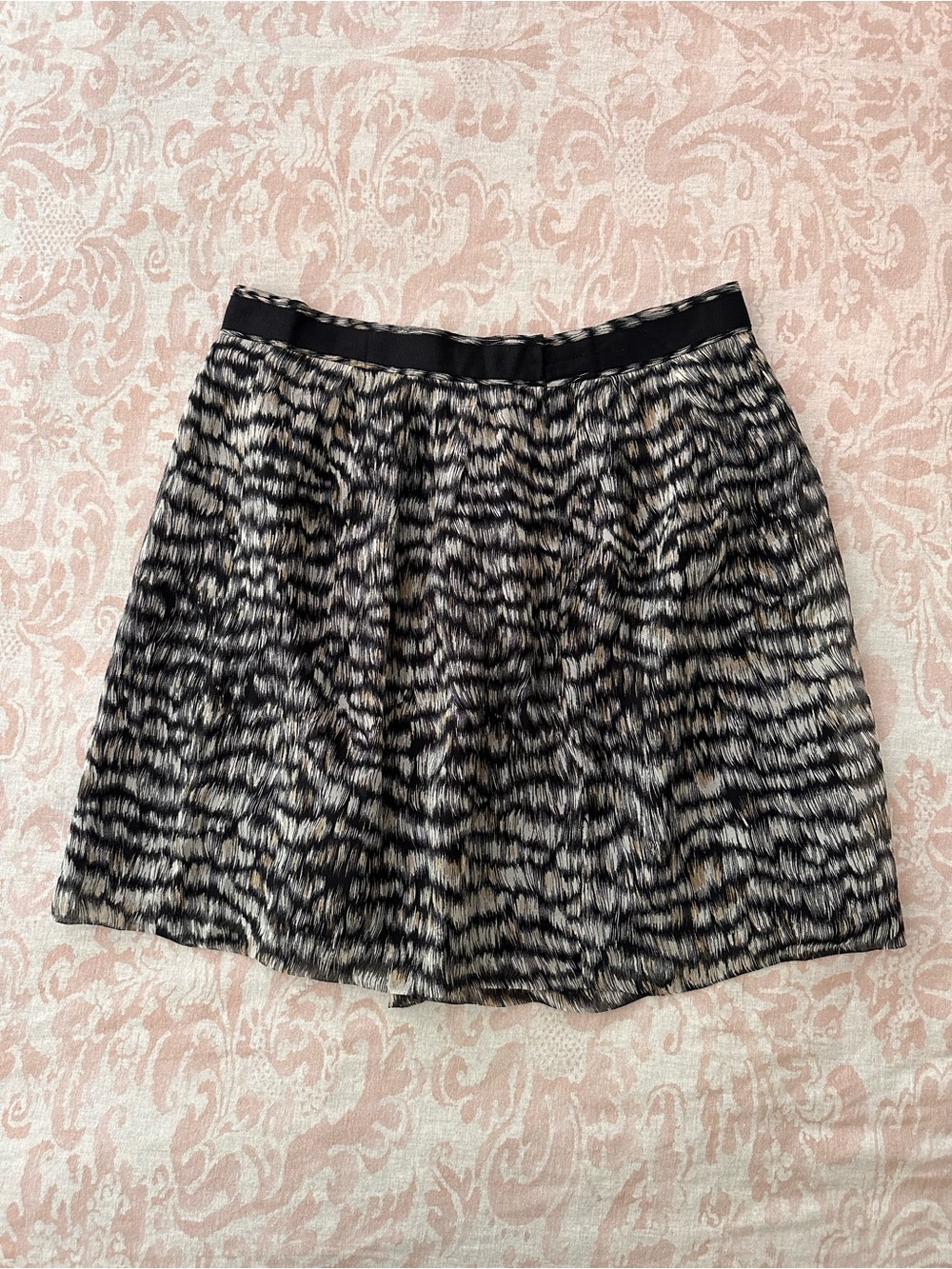 Club Monaco Black and White Patterned Skater Silk Skirt